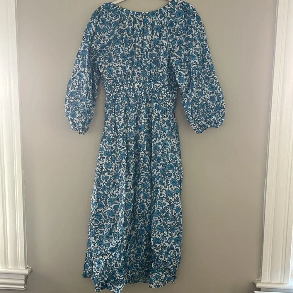 NWT J. Crew Blue Floral V-neck midi dress XS - Picture 4 of 7